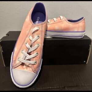 New Converse Youth Size 2.5 Coral/Purple/White